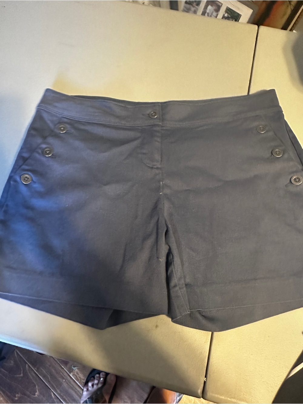 Isaac Mizrahi Navy Button-Detail Bermuda Shorts